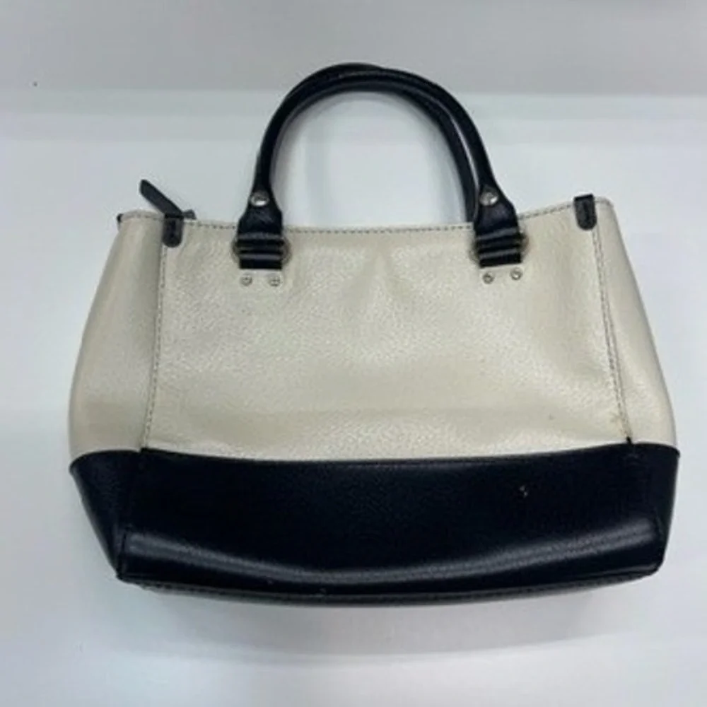 Kate Spade Cedar Street Maise Satchel Bag Purse‎ Cream Black Leather Colorblock